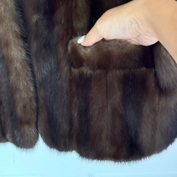 Vintage Fabrizio Classic MINK fur Jacket Brown Medium Coat - Picture 3 of 12